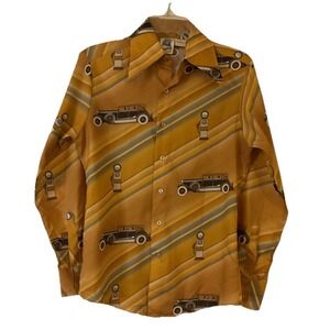 VTG Kennington Poly 70s Disco Disney All Over‎ Print MICKEY SZ Sm